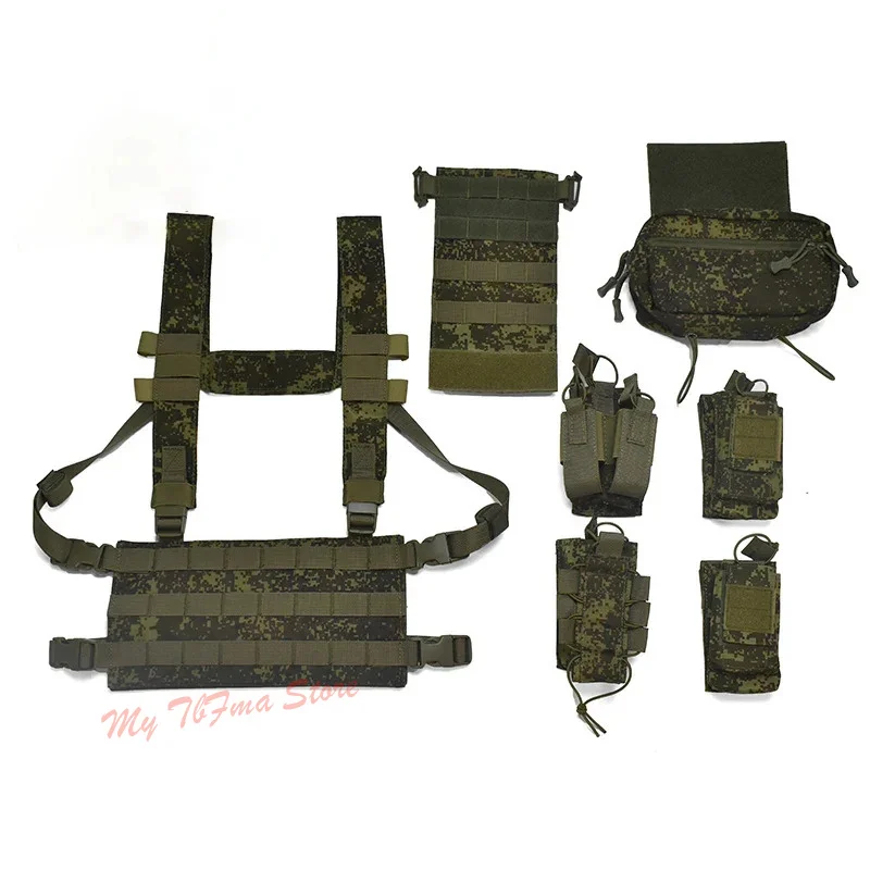Фото Русский цифровой камуфляжный легкий тактический нагрудный жилет EMR MOLLE D3 с подвесным чехлом для аксессуаров на груди №4