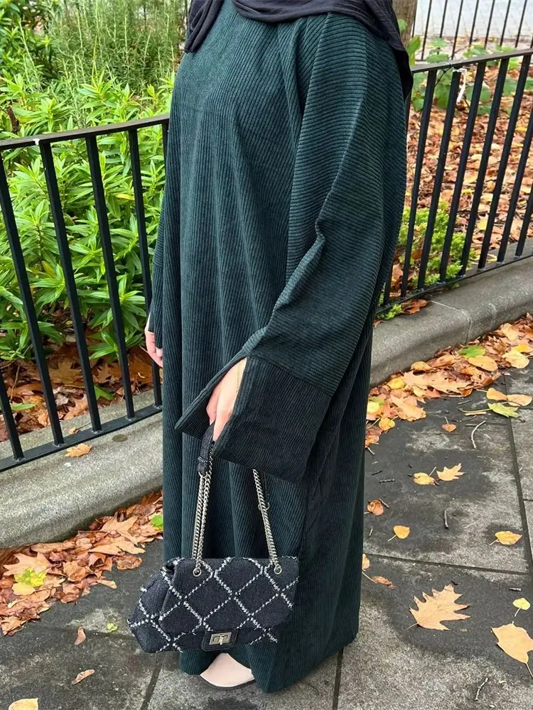 Фото Рамадан зимняя Niqab Abaya Дубай Арабский турецкий Ислам Мусульманское длинное платье молитвенная одежда женский кафтан Djellaba женское платье №3