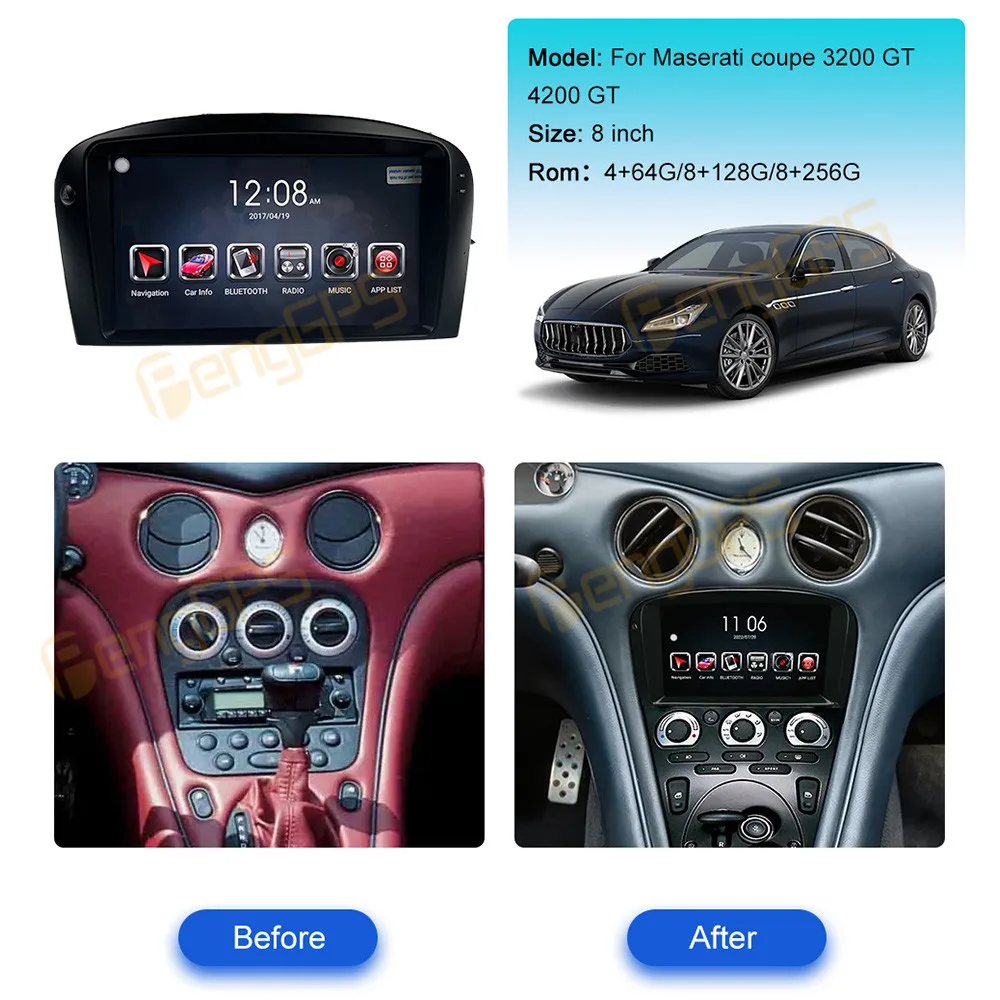Фото 8-дюймовый экран в стиле Tesla на Android 12 для Maserati 3200GT 4200GTCar Radio 8-ядерный автомобильный мультимедийный плеер GPS-навигация Автомобильные аксессуары №2