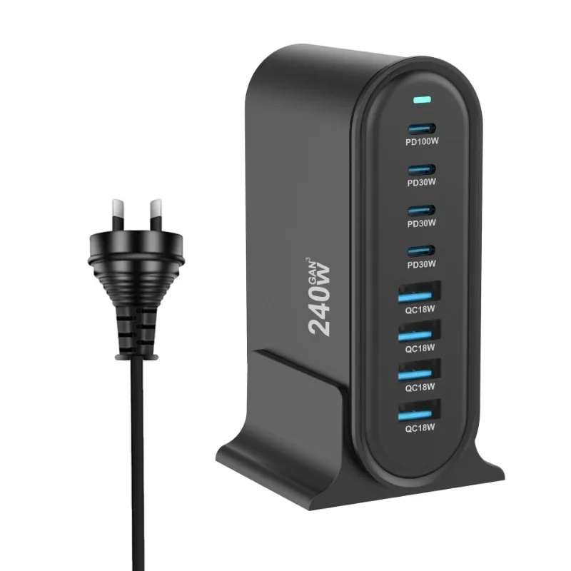 Фото 240 Вт Настольное зарядное устройство GaN 8-портовое зарядное устройство USB Type C PD Fast Charge 3.0 USB Type C Быстрое зарядное устройство для мобильных устройств USB №4