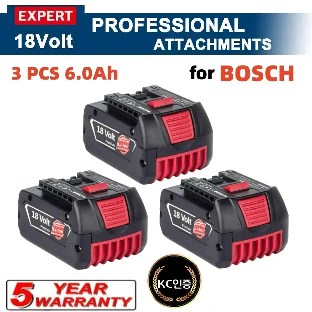 Аккумуляторная батарея 6,0 Ач для Bosch 18 В Professional GSR180 GKS185 GWS180 GSB185 BAT609, литий-ионные аккумуляторы и зарядное устройство для электроинструментов
