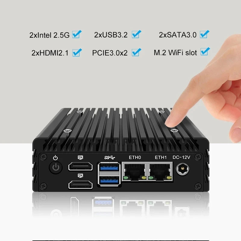 Фото Topton P5 микро брандмауэр компьютера 12-го поколения Intel i3 N355 N305 N150 N100 DDR5 2xi226-V 2,5G LAN безвентиляторный мини-ПК Proxmox сервер №3