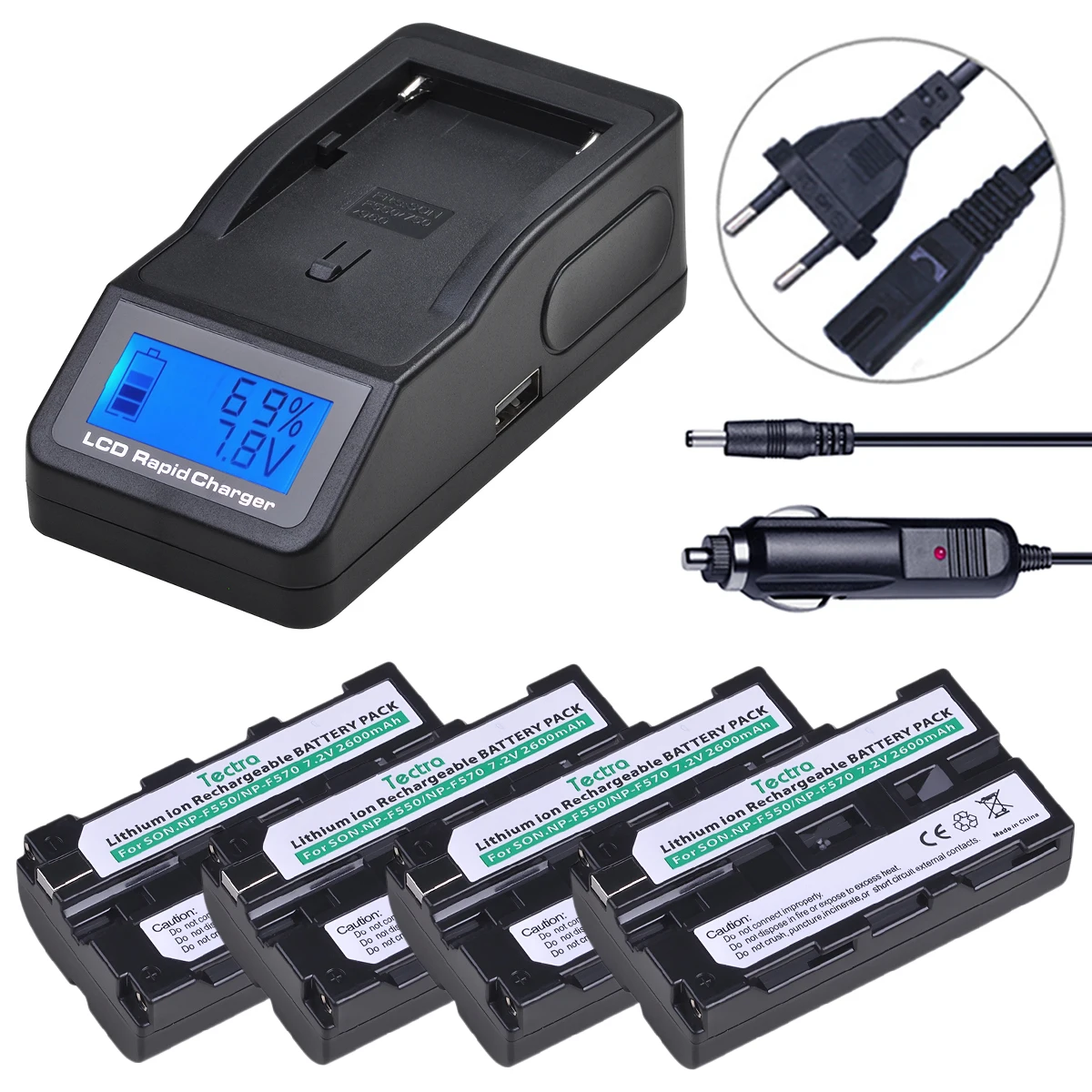 Аккумулятор для камеры Tectra 2600 мАч NP-F550 NP-F570 + светодиодное зарядное устройство для Sony NP-F770 NP-F750 NP-F960 для YONGNUO LED Video CCD-RV100