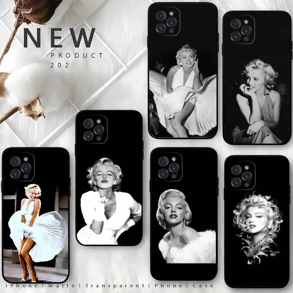 Чехол для телефона Sexy Girl M-Marilyn M-Monroe для iPhone 16,15,14,13, 12 Mini 11 Pro XR, X, XS, MAX 7, 8 Plus, силиконовый чехол, мягкий черный Чехлы и чехлы для мобильных телефонов