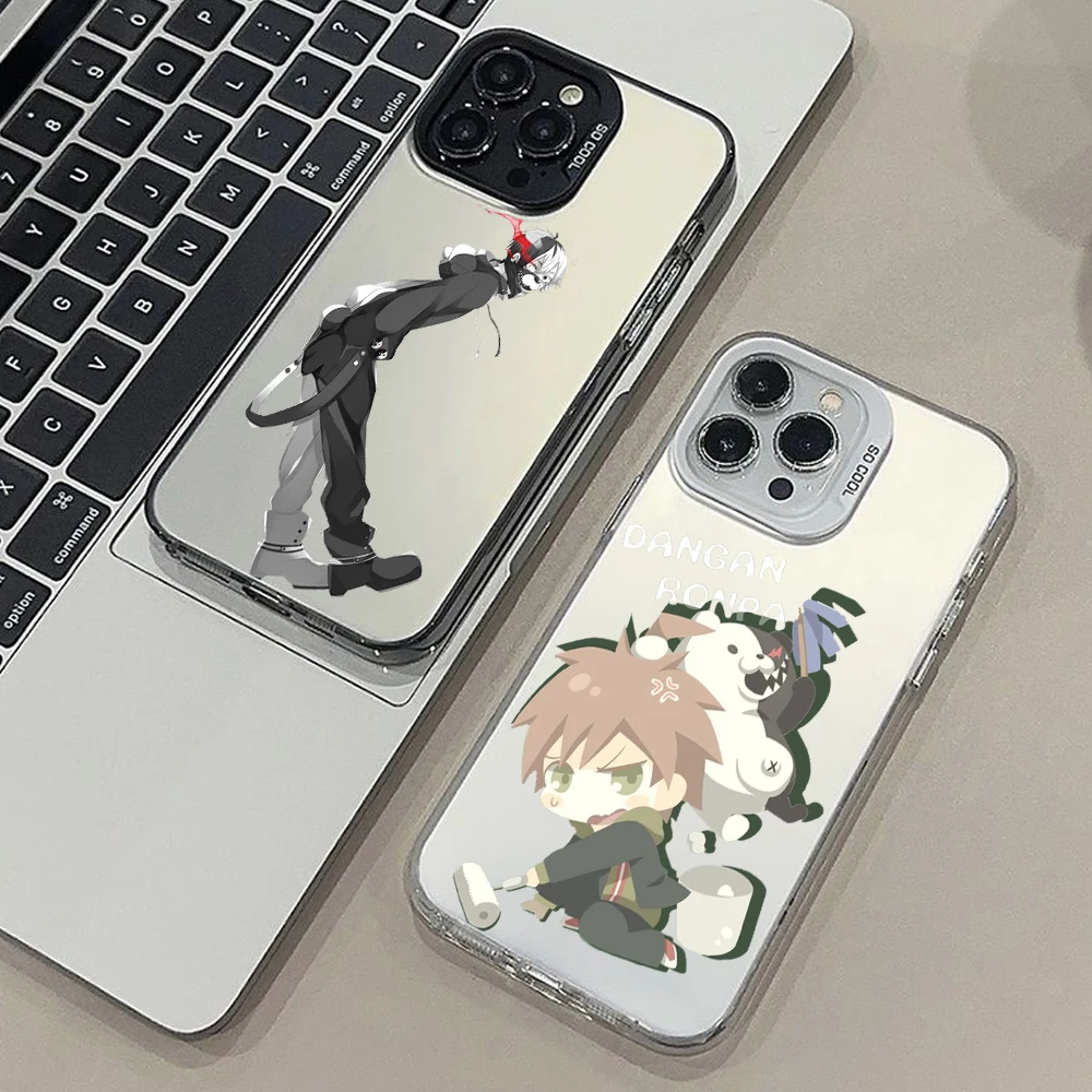 Фото Матовый серебристый чехол Monokuma Naegi Makoto для Apple iPhone 15 14 13 12 11 X XS XR 8 7 Plus Pro Max №2