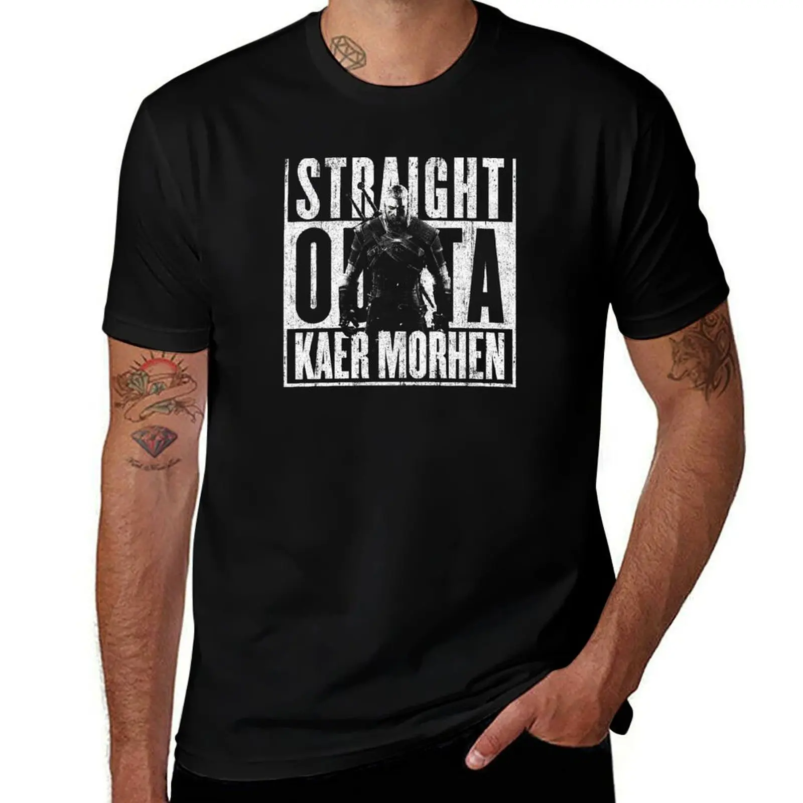 Футболка Straight Outta Kaer Morhen, футболка на заказ, летние топы, мужская одежда больших размеров