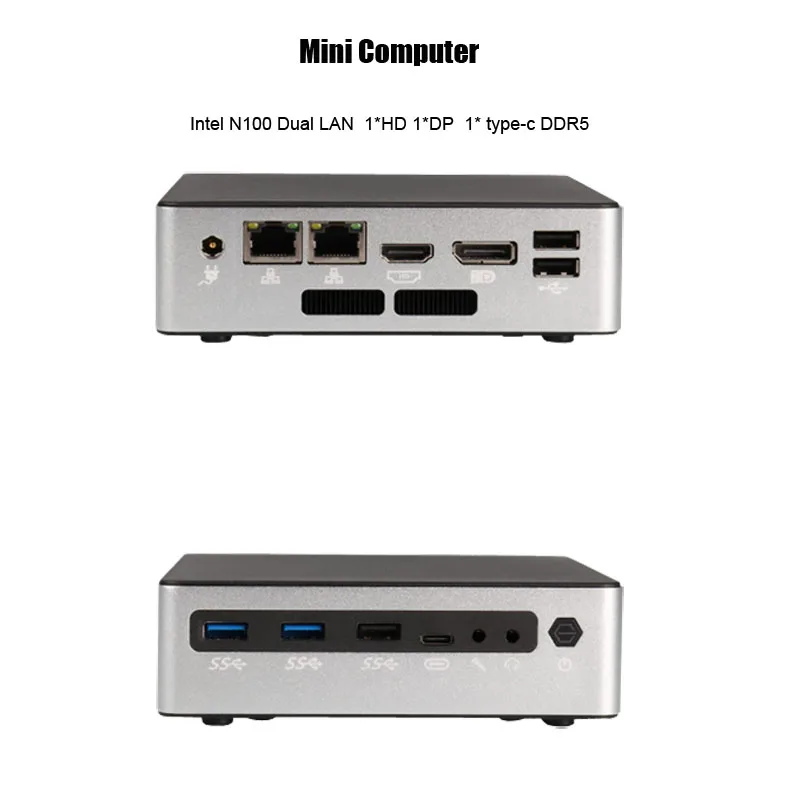 Вентилятор Мини-ПК Intel Alder Lake N100 2*i226V LAN DP HD Type-C Брандмауэр Карманный компьютер Windows 11 16G DDR5 1 ТБ NVMe TV BOX HTPC Мини-ПК