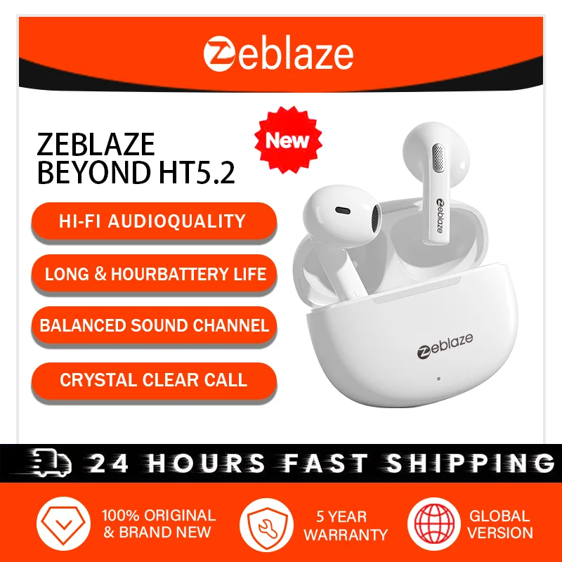【5-летняя гарантия】Zeblaze Bluetooth 5.3 TWS Беспроводные наушники с низкой задержкой 68 мс Драйвер 13 мм HIFI Наушники 4 микрофона + ENC HD Call