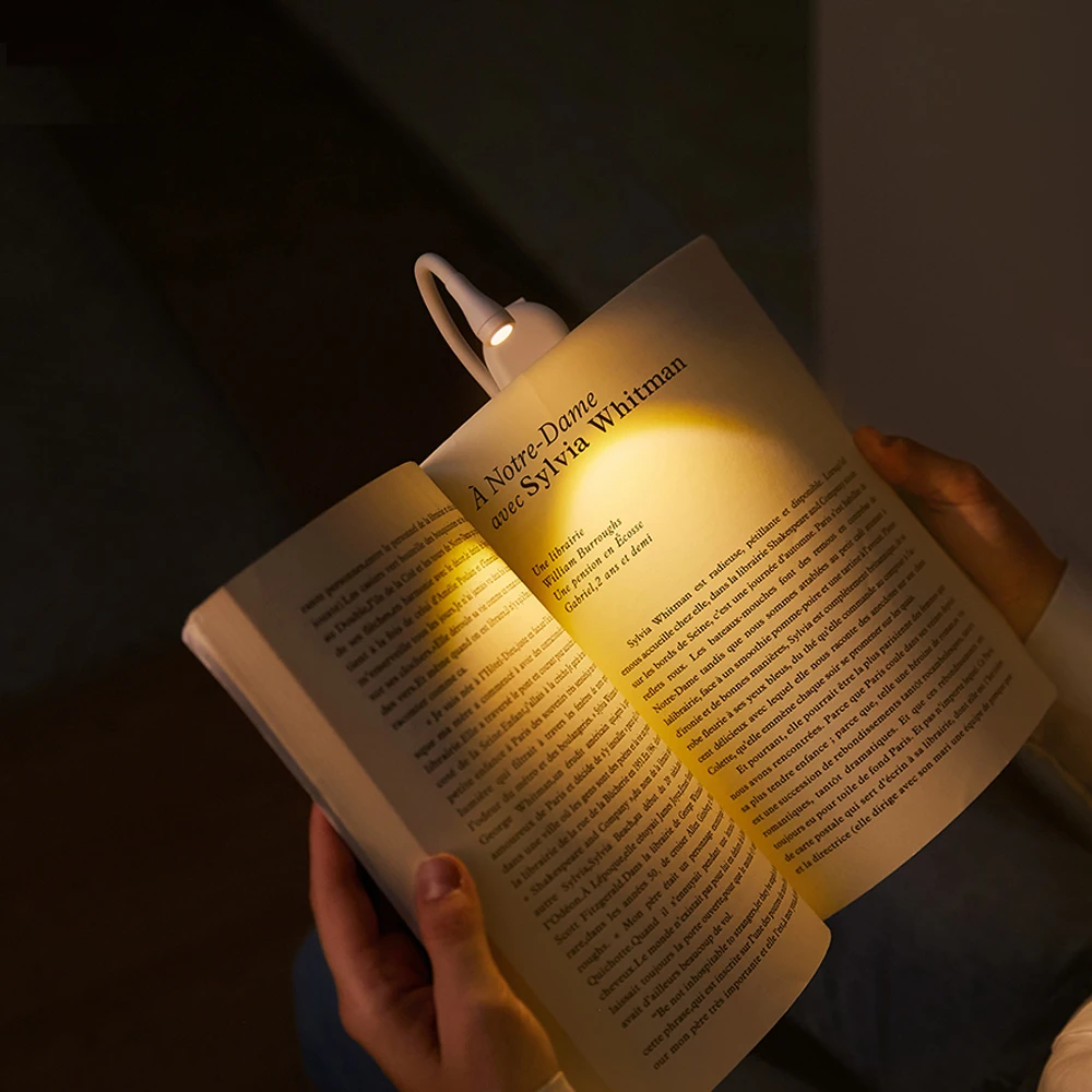 Светильник мини-лампа для книг с зажимом, ночник с Usb-зарядкой, светодиодная лампа с регулируемой яркостью для защиты глаз, кемпинга, светоди...