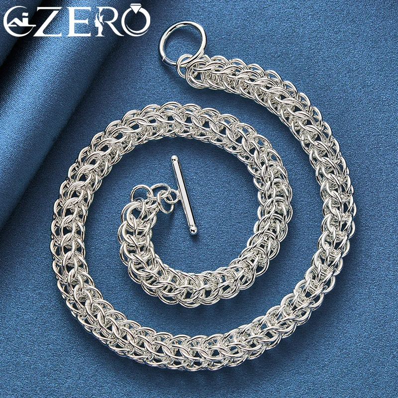 Фото ALIZERO, серебро 925 пробы, 18 дюймов, цепочка, Много колец, ожерелье для женщин и мужчин, свадебная помолвка, искусственная кожа, модные ювелирные изделия, подарки №4