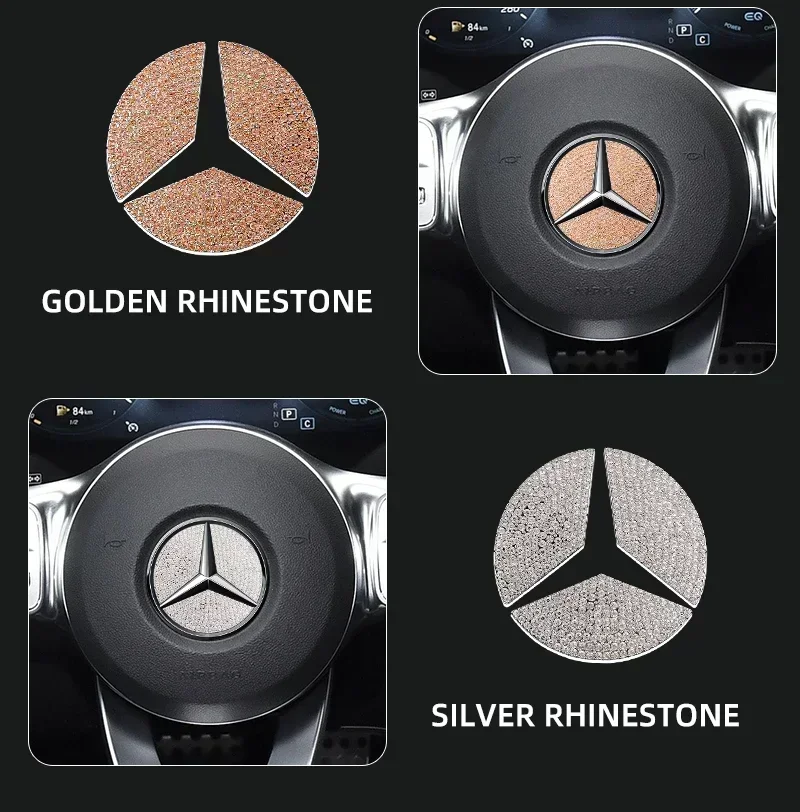 Автомобильная эмблема рулевого колеса, наклейка, алмазные аксессуары для Mercedes Benz AMG W205 W211 W212 W213 X253 W166 W167 W117 W247 W176 (art.: 3920c9fb093fa) - 3920c9fb093fa
