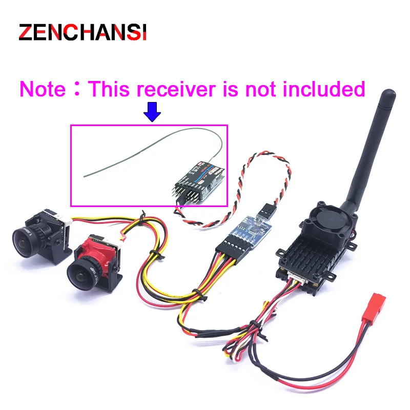 Фото 5,8 Ghz 2W беспроводной FPV передатчик 2000mW VTX с двойным Starlight 1200TVL fpv camera Set с 008D 4,3 inch DVR FPV Goggles №3