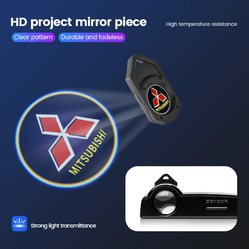 Автомобильная светодиодная лампа HD для проектора двери автомобиля, беспроводная светодиодная декорация для Mitsubishi Asx Outlander Xl 3 Ralliart Lancer Styling