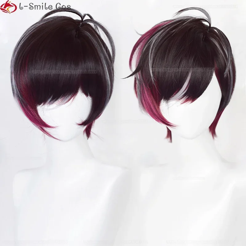 Фото Vtuber Nijisanjien EN7 XSOLEIL Vermillion Косплей Парик 33 см Короткие парики Ver Волосы Термостойкие волосы Мужской парик для вечеринки + шапочка для парика №2