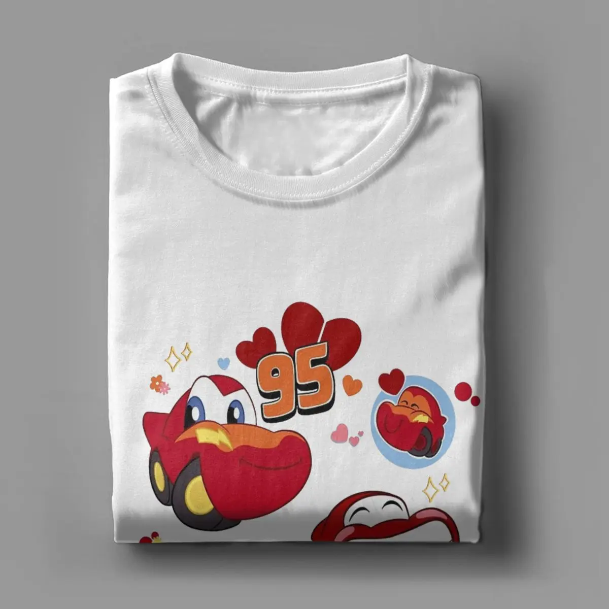 Фото Мужские футболки Chibi Lightning Mcqueen с машинками, мультяшная хлопковая одежда, повседневные футболки с коротким рукавом и круглым вырезом, футболки №3