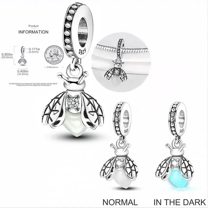 Фото Серебряные Подвески 925 дюйма, бриллианты, подходят для Pandora, оригинальные браслеты, подвески, самодельные ювелирные изделия для женщин №2