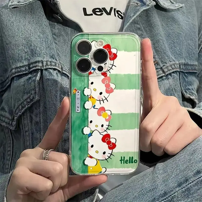 Чехол для телефона Peeking at Hello Kitty для iPhone 16e 16 15 14 13 12 11 Pro Max X XS XR 7 8 Plus SE Противоударный чехол Y2K