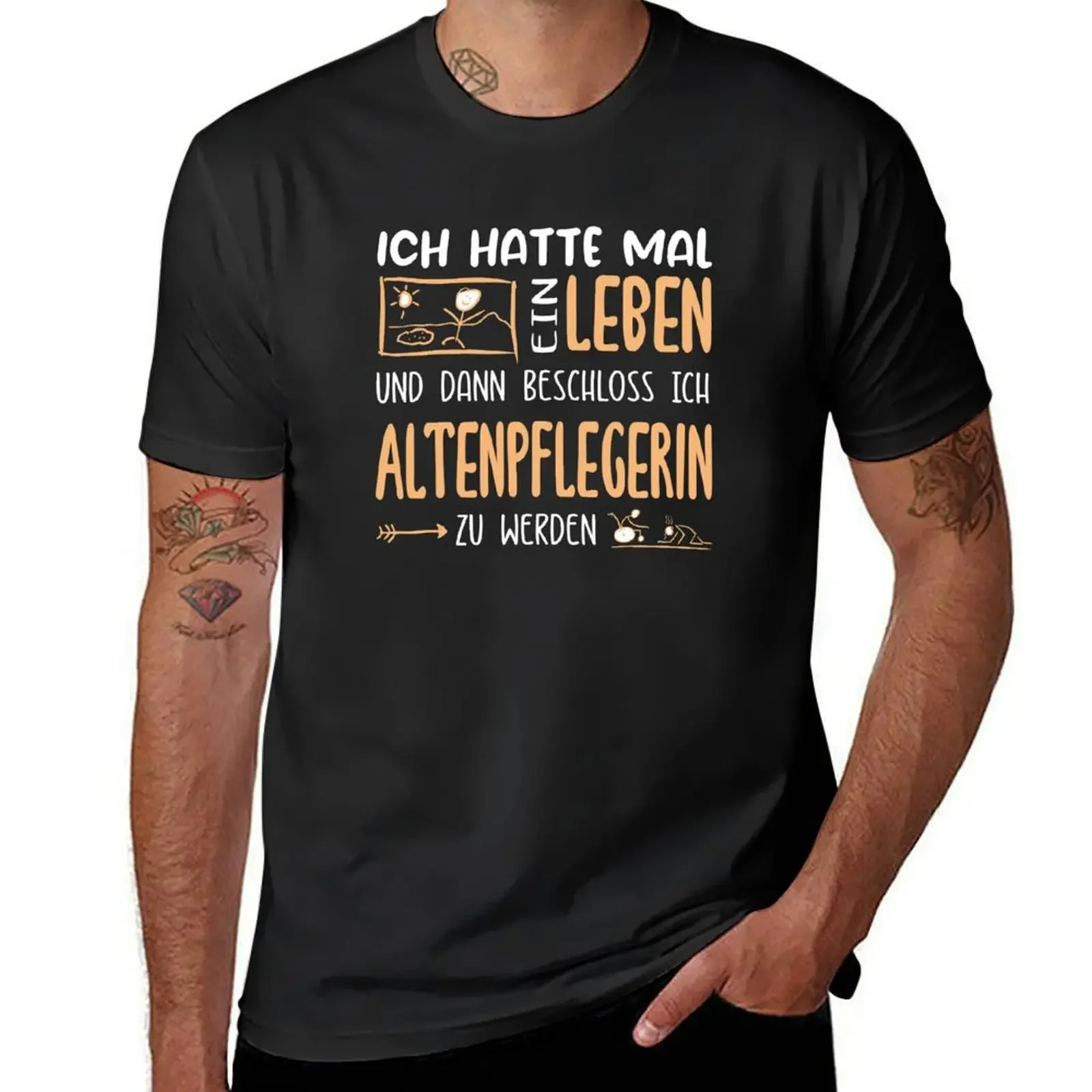 Ичь Тайвань Ein leben. Альтепфлейгерин. Lustiger Spruch auf Футболки с рисунком Мужские футболки с рисунком