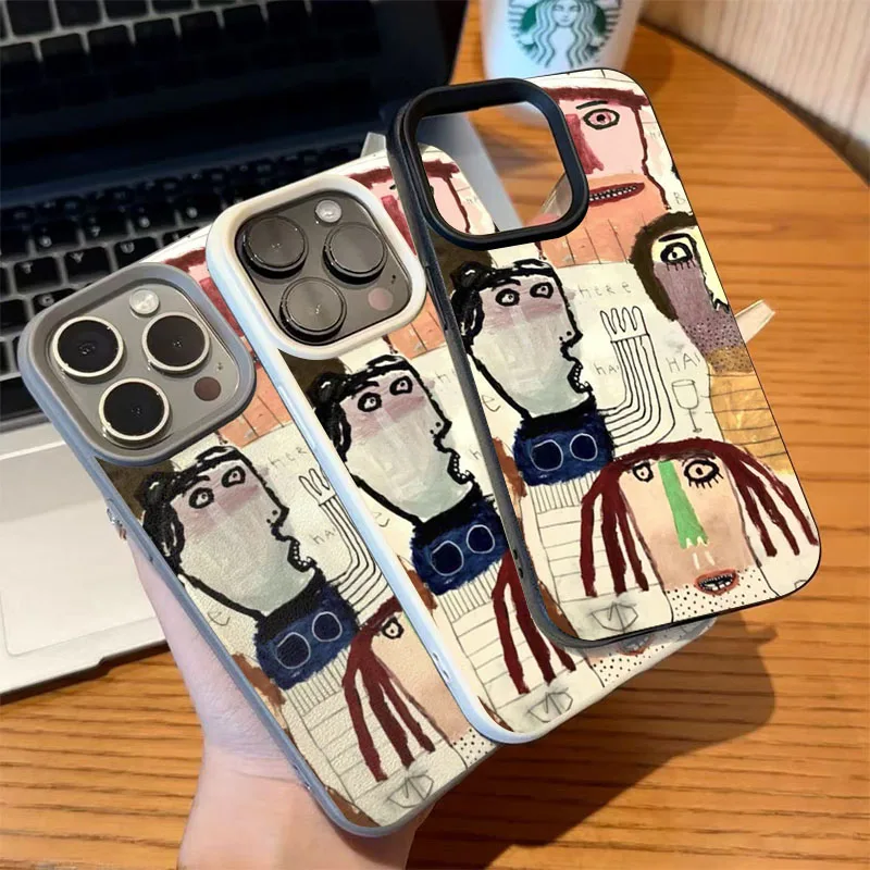 Чехол для iPhone 16, 15, 14, 13, 12, 11 17 Pro Max Air Plus, милый уродливый амортизирующий мягкий чехол с граффити для iPhone XS XR X 16e Funda (art.: 3920d0a7c88d1) - 3920d0a7c88d1