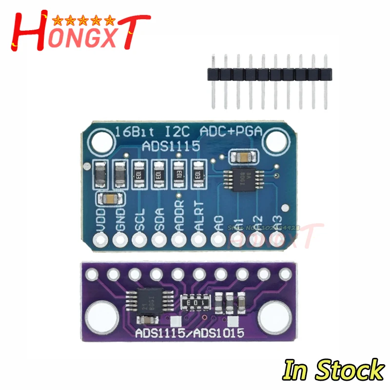 ADS1115 16-битный модуль I2C Прецизионный АЦП 4-канальная макетная плата Pro Усилитель усиления 2,0 В до 5,5 В для Arduino RP.