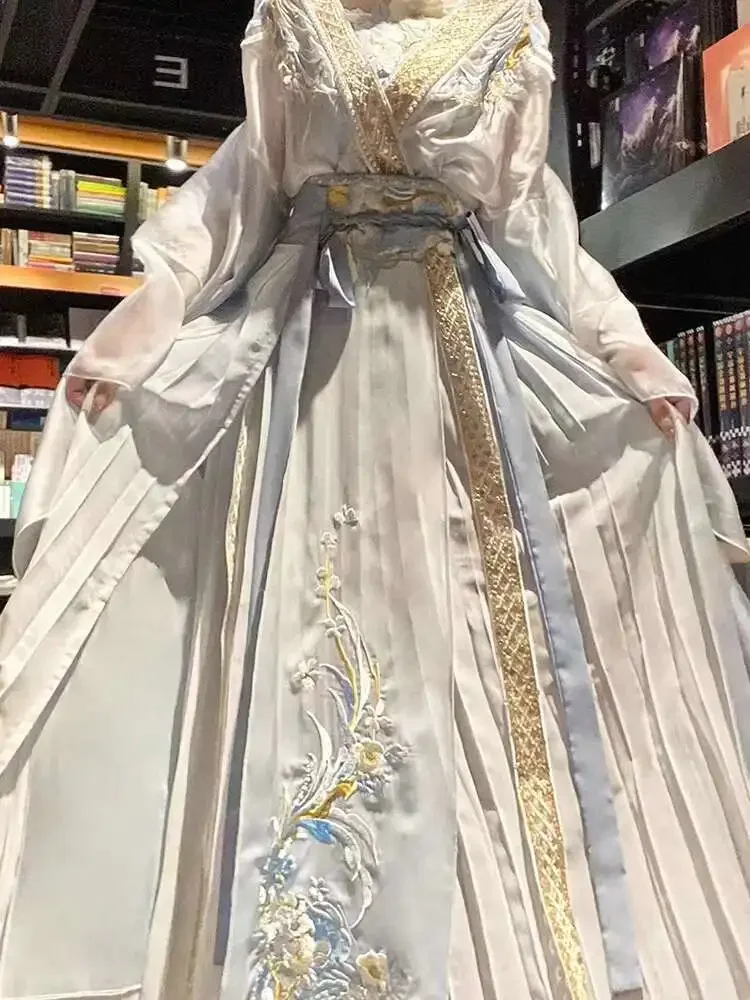 Фото Улучшенные женские подтяжки Hanfu длиной до талии Baishan Tea Peony, светло-зеленые голубые Cosplay №4