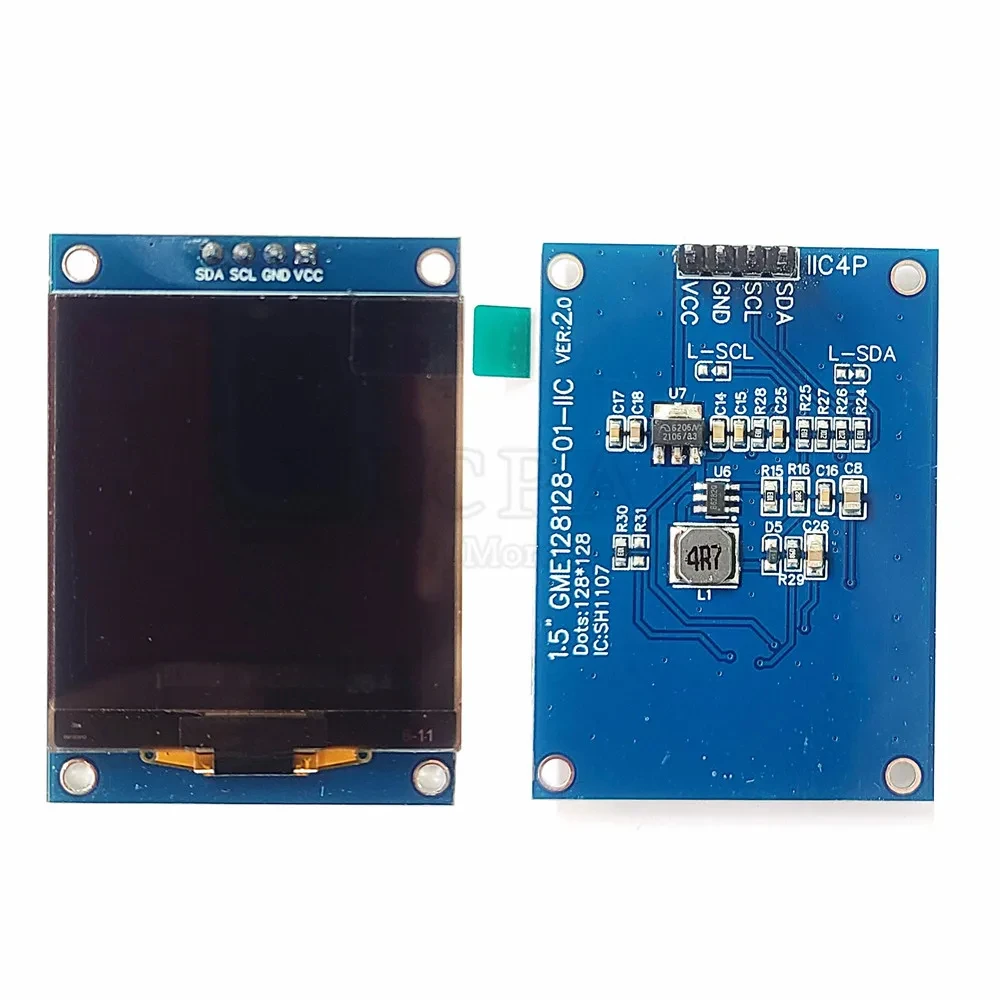 Светодиодный модуль с ЖК-дисплеем 1,5 дюйма, 128*128 точек, SH1107 COG I2C IIC 4PIN 3В-5 в