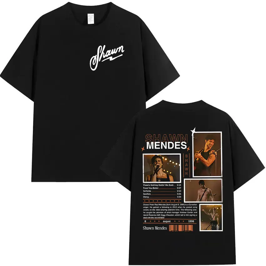 Футболка с рисунком альбома Shawn Mendes Tour 2025 для мужчин и женщин, модная футболка большого размера в стиле хип-хоп, готические футболки с короткими рукавами