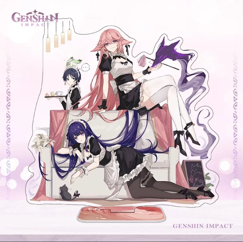 Genshin Impact Keqing Ganyu Yae Miko, акриловая фигурка-подставка, модель, тарелка, декор для стола, подарок, высокое разрешение, вертикальный рисунок