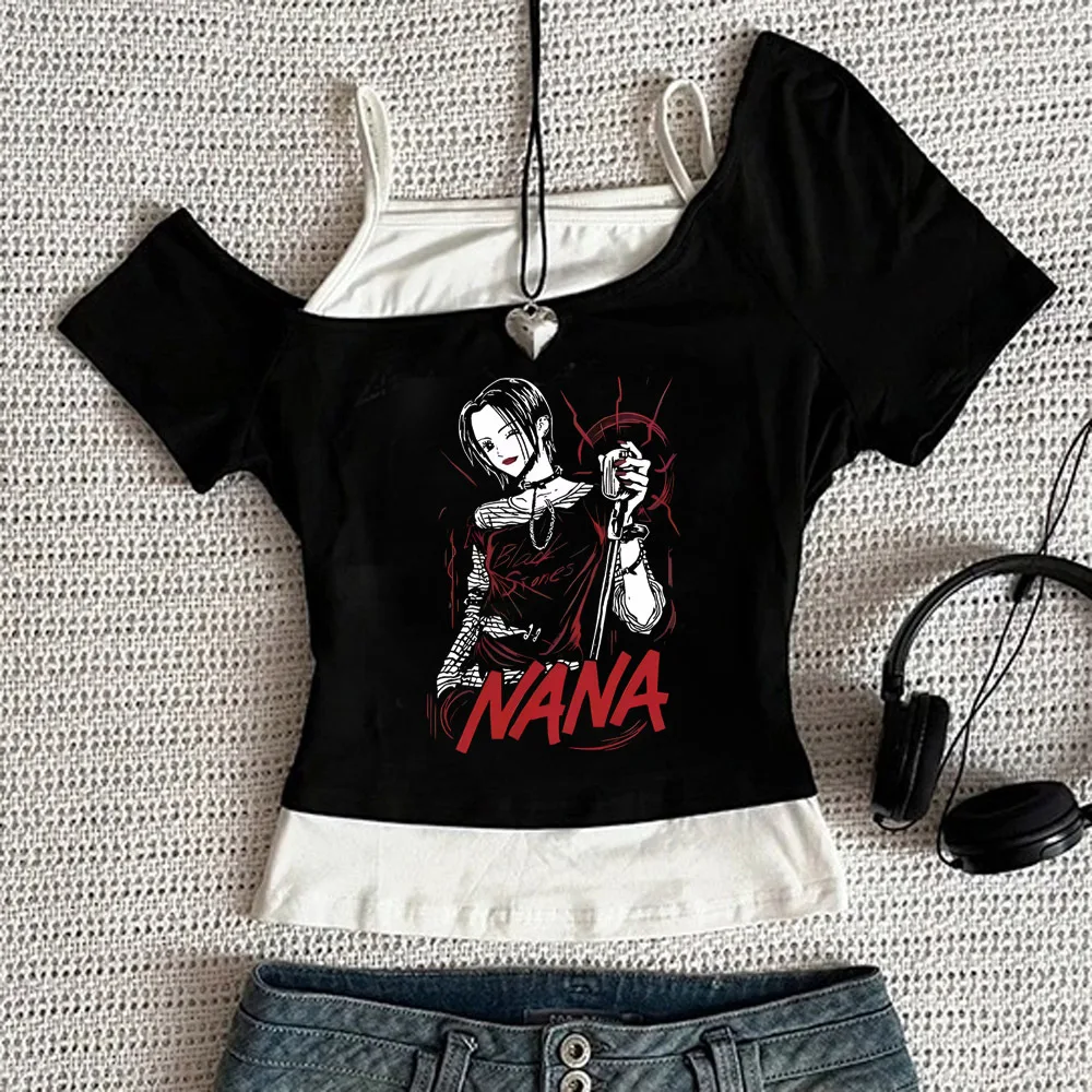 Укороченный топ Black Stones Nana Osaki, милый укороченный топ y2k shoujo для девочек, облегающие милые футболки в стиле гранж 2000-х годов, кокетка для девочек 2025 года