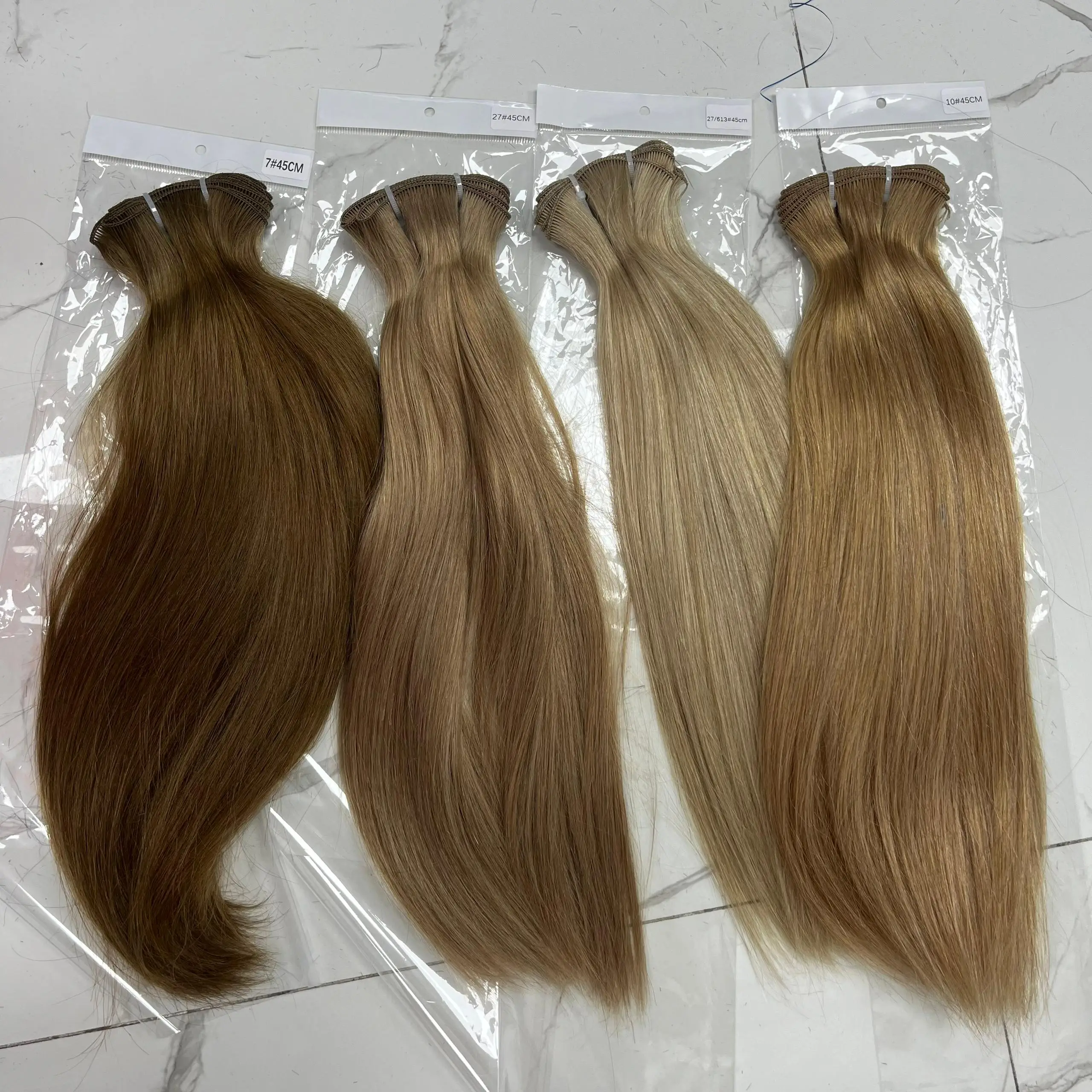 Фото Genius Weft, прямые бразильские 100% натуральные человеческие волосы, двойные вытянутые невидимые наращивание волос для женщин, плетение волос №3