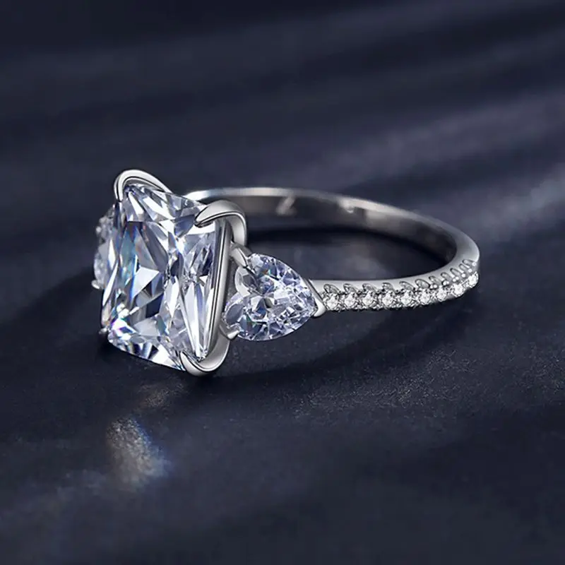 Фото JIALY сверкающее европейское кольцо на палец AAA CZ с большим прямоугольным лицом, стерлинговое серебро 925 пробы, кольцо на палец для женщин, день рождения, свадебные украшения №3