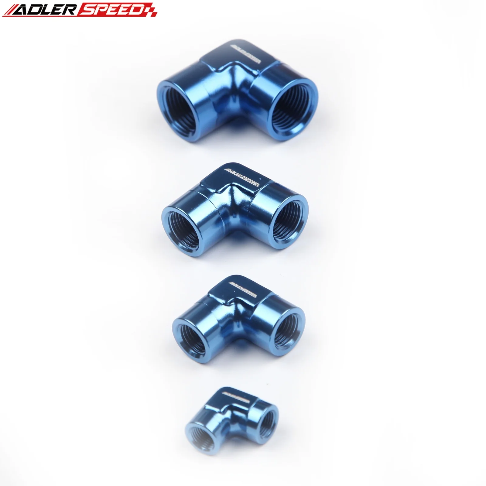 ADLERSPEED 90 градусов 1/8 дюйма NPT 1/4 дюйма NPT 3/8 дюйма NPT 1/2 дюйма NPT до 1/8 дюйма NPT 1/4 дюйма NPT 3/8 дюйма NPT 1/2 дюйма внутренний алюминиевый топливный фитинг синий