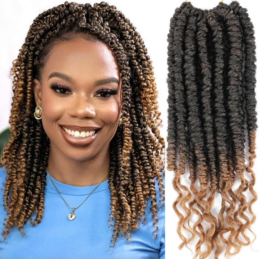 Волосы для вязания крючком Ombre Passion Twist, 12 дюймов, предварительно скрученные короткие волосы для вязания крючком Passion Twists для плетения meche cheveux a tresser
