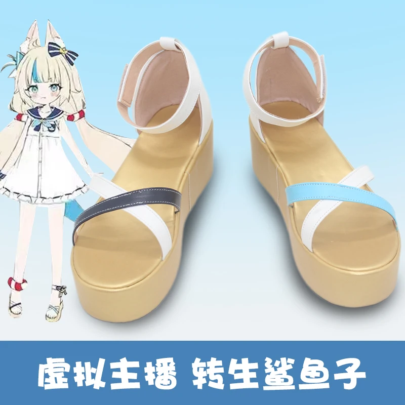 Vtuber Gura Sameko Saba Обувь для косплея Little Shark Карнавальные сандалии для Хэллоуина и Рождества