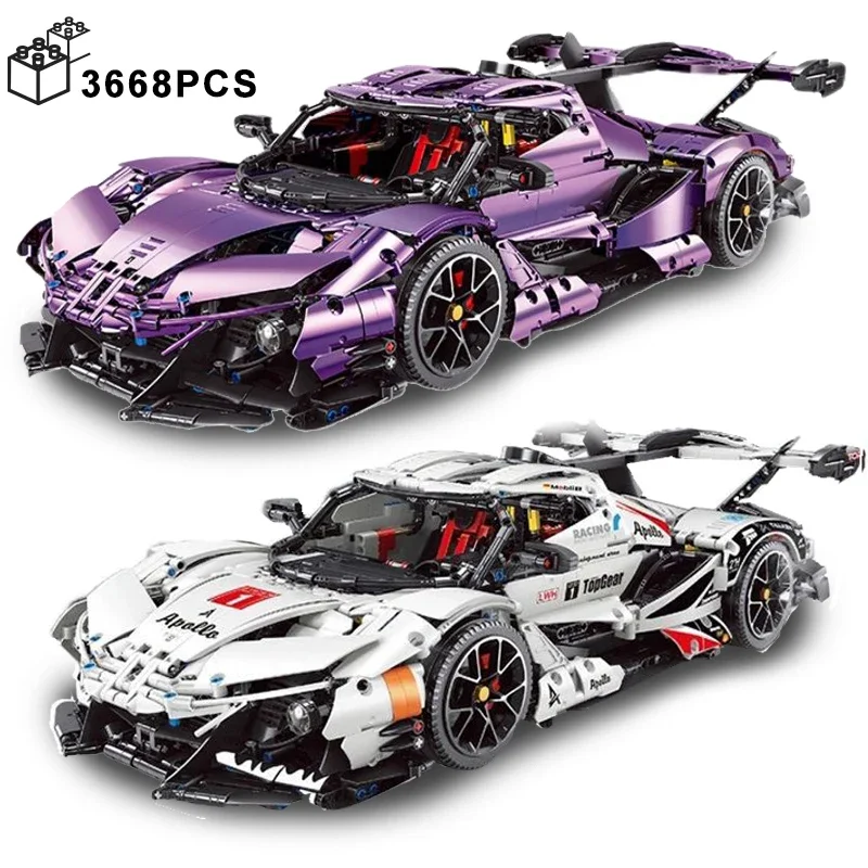 3668 шт., 1:8 MOC высокотехнологичный спортивный автомобиль Gumpert Apollo IE, строительные блоки, скоростной гоночный автомобиль, кирпичи, наборы игрушек, подарки для друзей, детей