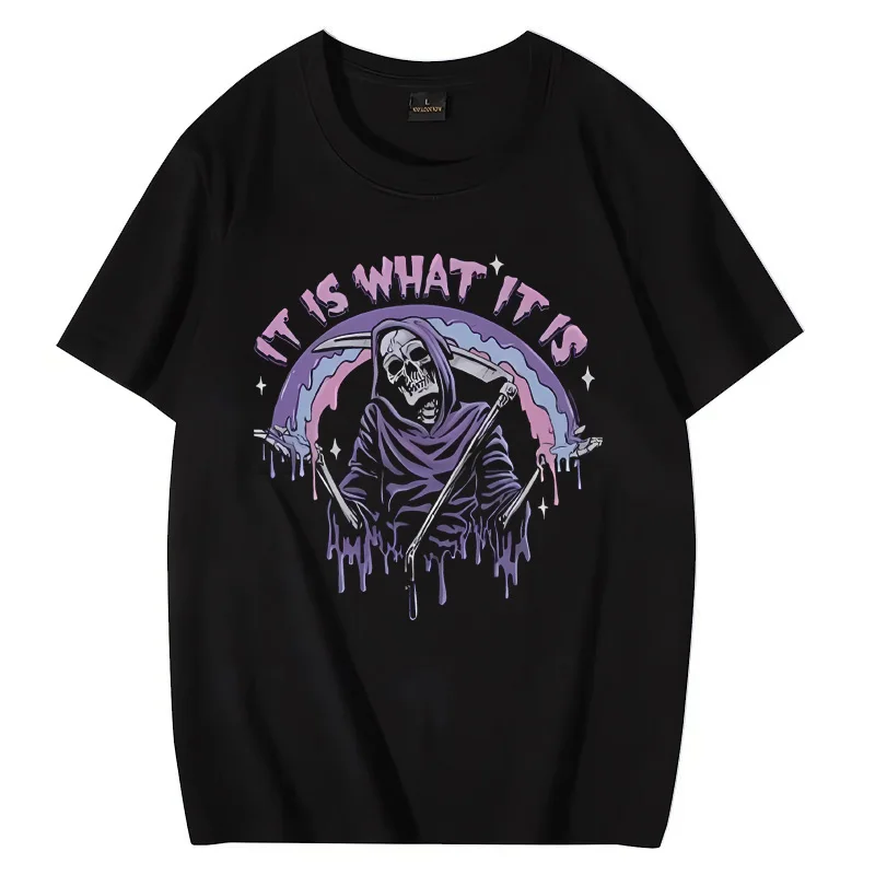 Винтажная уличная одежда в стиле Pastel Goth Grim Reaper, мужская, женская одежда в стиле 90-х годов, футболка унисекс