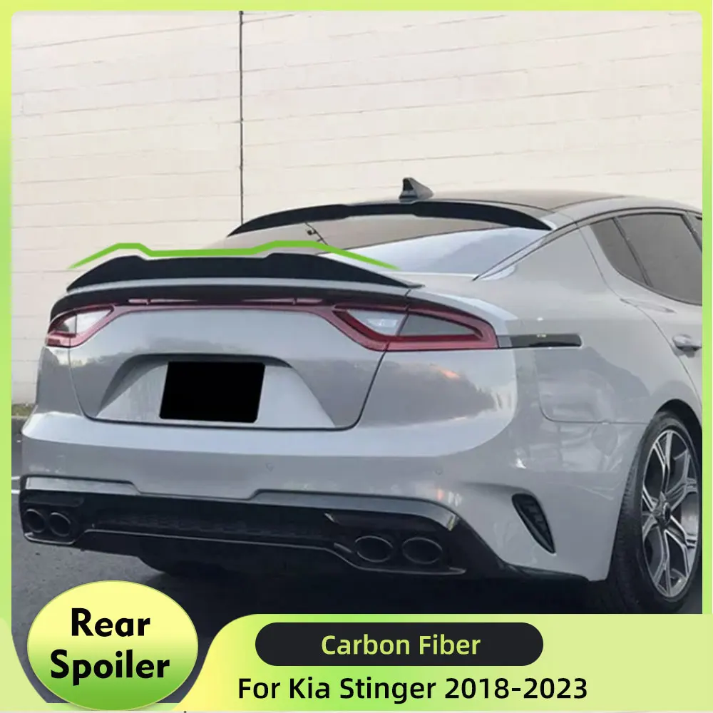 Задний спойлер из углеродного волокна для Kia Stinger 2018-2023, задний спойлер для багажника, гоночный спойлер, наборы крыльев и кузова автомобиля, заднее крыло, губы