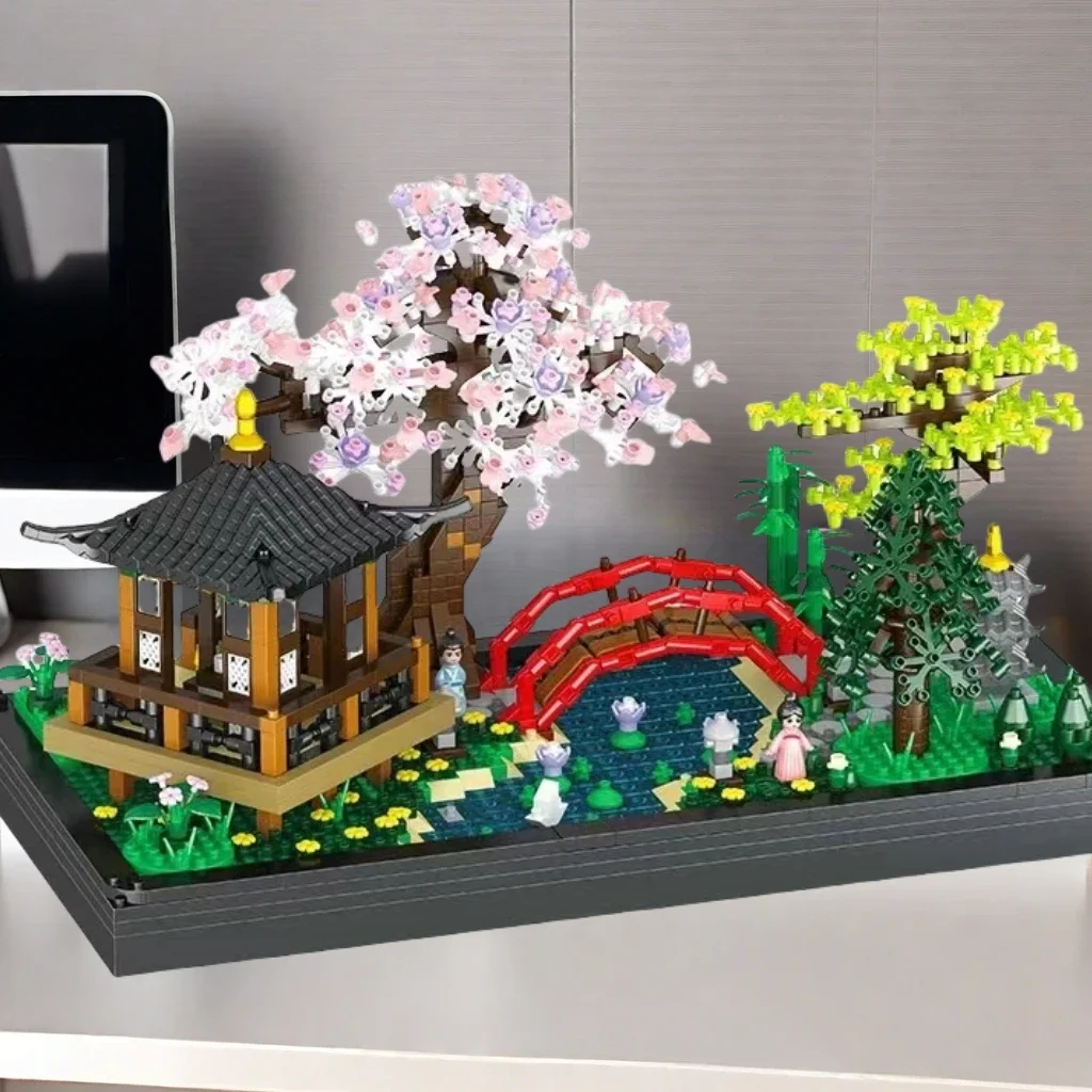 Модель строительных блоков Tranquil Garden Architecture: подарок и демонстрация снятия стресса, способствует разрушения и когнитивных навыков
