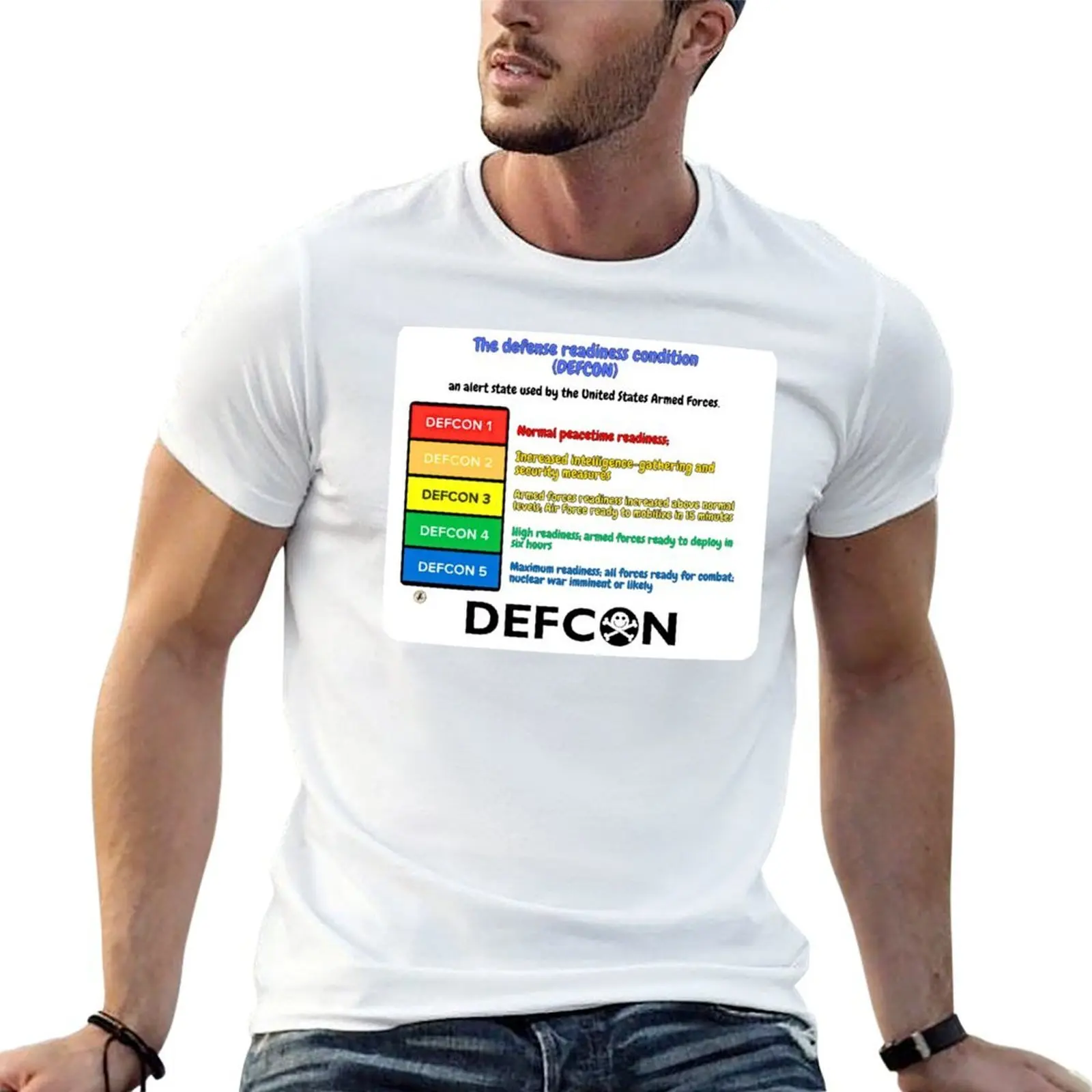 DEFCON-футболка состава обороны, мужская футболка, дизайнерская футболка, мужская простая футболка