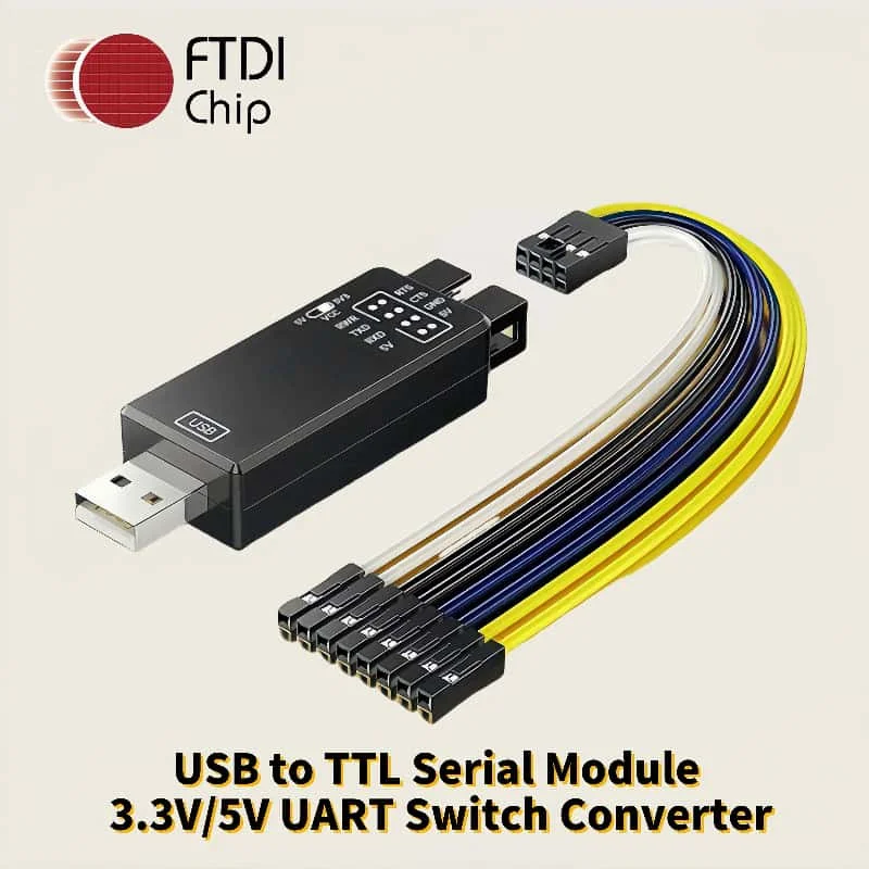 Чип FTDI USB в UART TTL 3,3 В 5 В, преобразователь последовательного модуля с силовым TXD RXD, трехцветные светодиодные индикаторы для программирования Компьютерная периферия