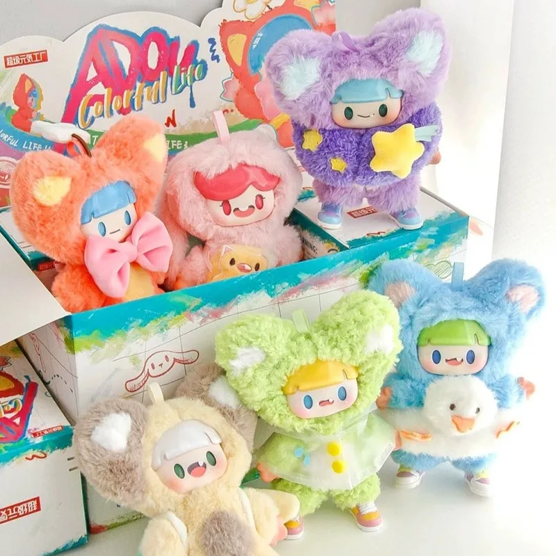 Аутентичная виниловая слепая коробка Adou Colorful Life, яркий набор фигурок Kawaii, плюшевая кукла, модный кулон ручной работы, загадочная коробка, подарок