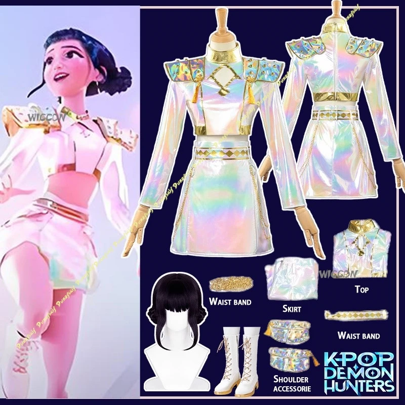 Костюмы для косплея Zoey, аниме KPop, охотники на демонов, парик для девочек, платье HUNTR/X, белая одежда для вечеринки, на сцене, на каждый день, Рождество, Хэллоуин