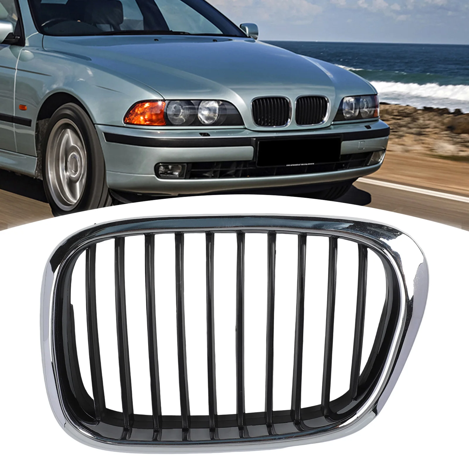 Фото Передняя решетка для BMW E39 серии 1997 2003, хромированный черный дизайн, подходит для OEM-номеров деталей 51137005837 и 51137005838 №4
