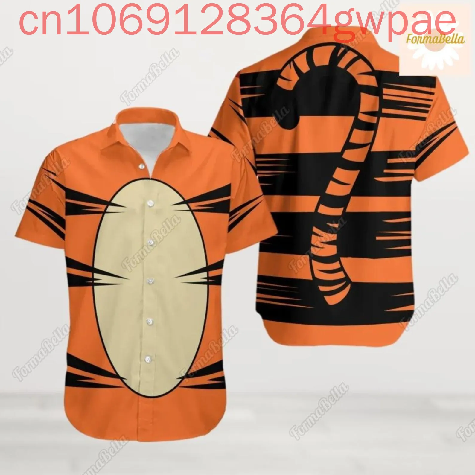 Фото Гавайские рубашки Disney Tigger, мужские и женские детские летние повседневные пляжные рубашки с короткими рукавами Y2k, модные рубашки для отдыха и отпуска №3