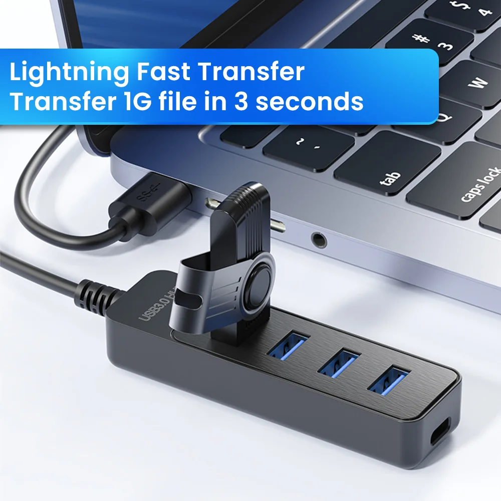 Фото 4-портовый USB-концентратор 3.0, высокоскоростной мульти-USB-сплиттер, несколько расширителей, USB2.0/концентратор типа C, адаптер питания для ПК, компьютера №5