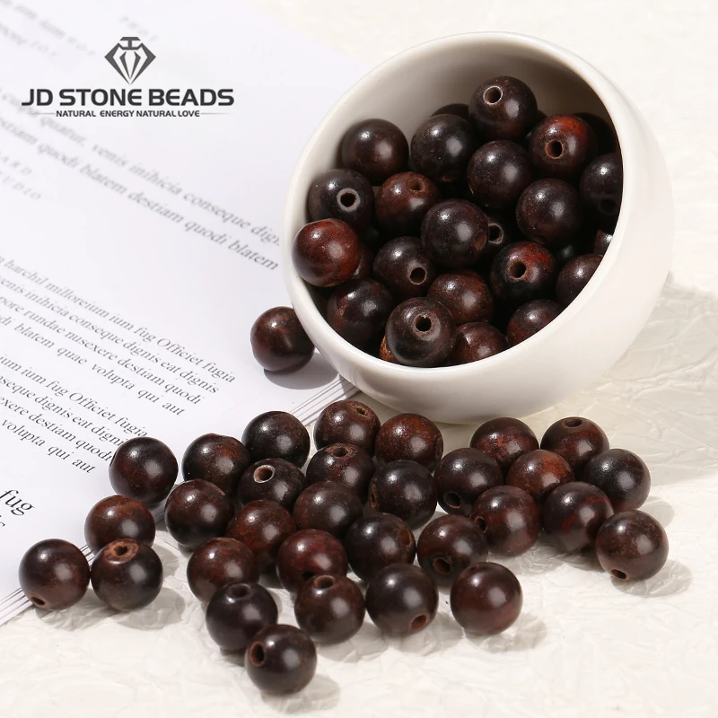 50 шт./лот, натуральная деревянная бусина Dalbergia Cochinchinensis, круглая свободная прокладка, бусина Будды для изготовления ювелирных изделий, браслет, ожерелье