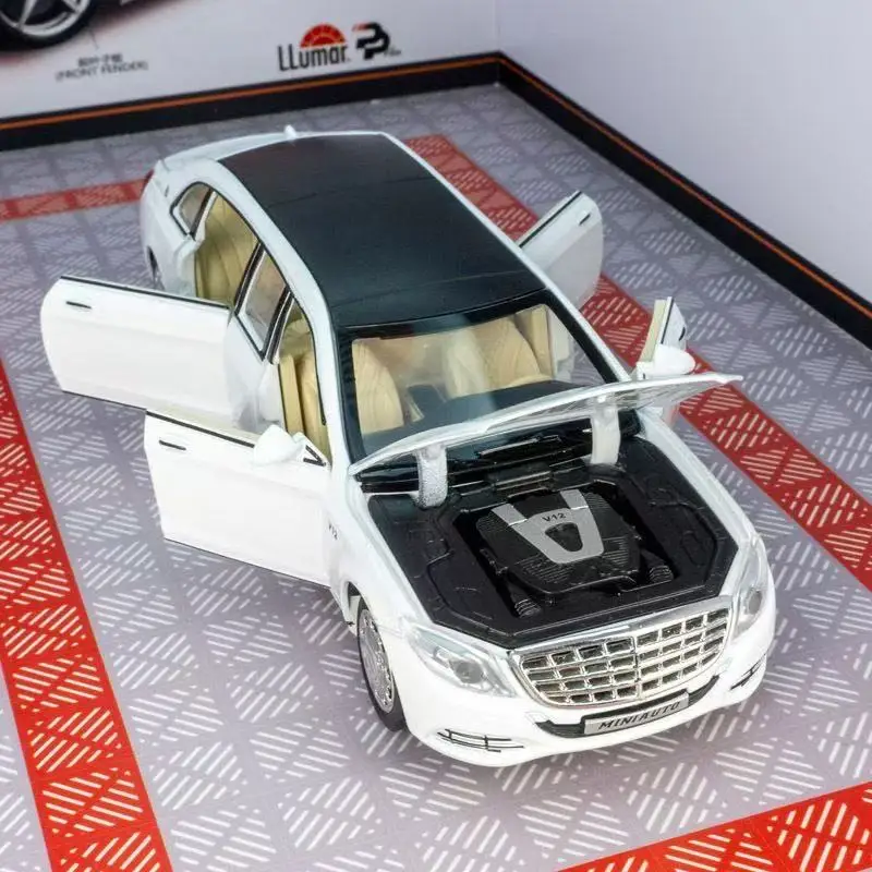 1:32 Игрушечный автомобиль Maybach S650 Расширенное издание Металлический игрушечный автомобиль из сплава Литье под давлением и игрушечный транспорт Модель автомобиля Световой звук Игрушки для детей