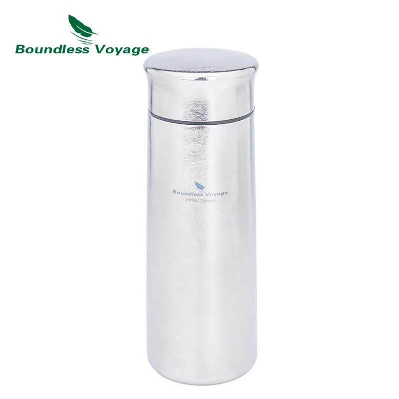Boundless Voyage Герметичная бутылка из титана с двойными стенками и вакуумной изоляцией с крышкой 280 мл, сохраняет горячую или холодную фасоль Ti3020D