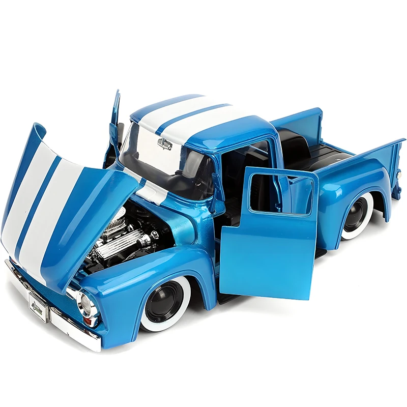 Фото JADA 1:24 Ford F100 1956 Picku, легкосплавный автомобиль, литье под давлением и игрушечный транспорт, модель автомобиля, миниатюрная масштабная модель автомобиля для детей №2