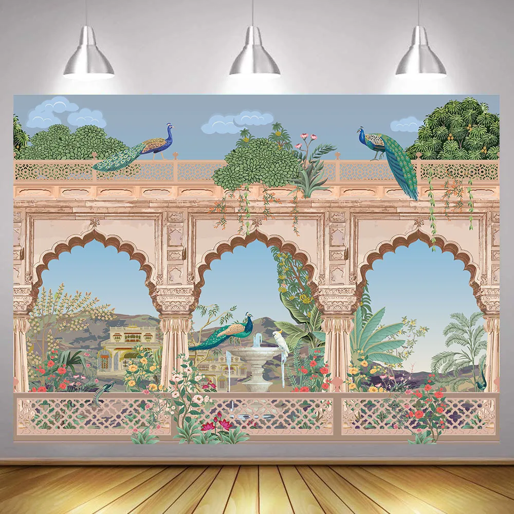 Древний Mughal садовый фон индийский королевский дворец марокканская мечеть Тадж Махал ислам Раджастхан свадебный фон Декор для вечеринки